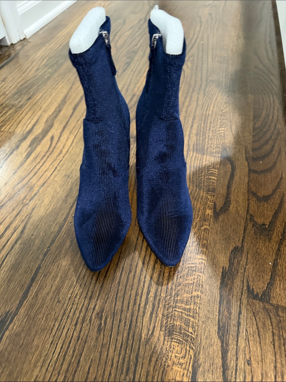 Steve Madden Navy Pointed-Toe Sock corduroy Booties